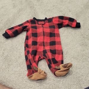 Carter's Cozy Red and Black Buffalo Plaid Footies